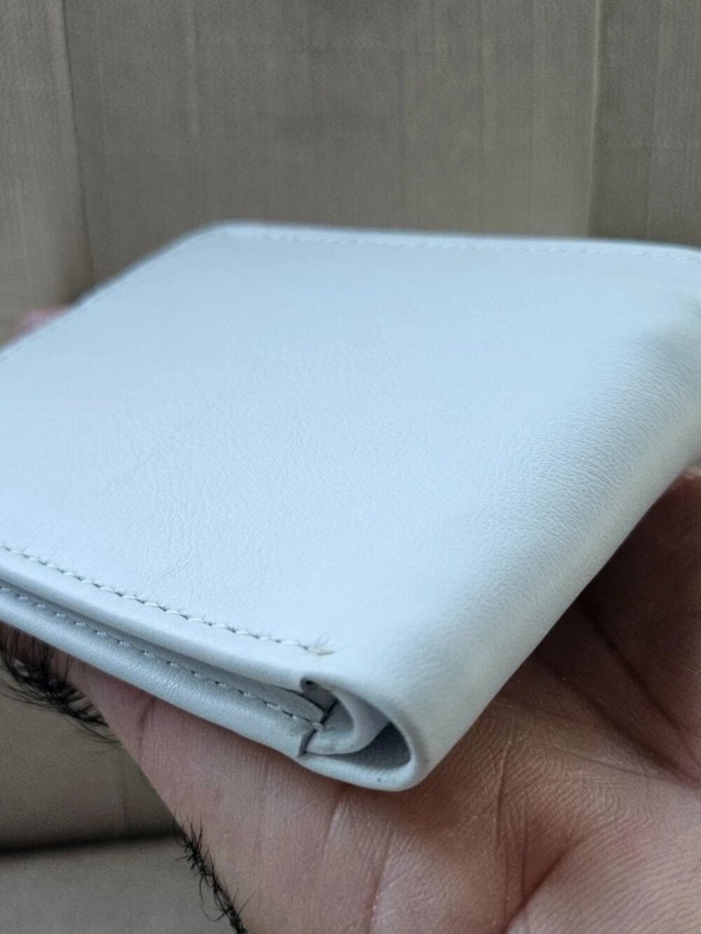 White Billfold Handmade Wallet Bifold Card Holder Purse Genuine Leather Purse